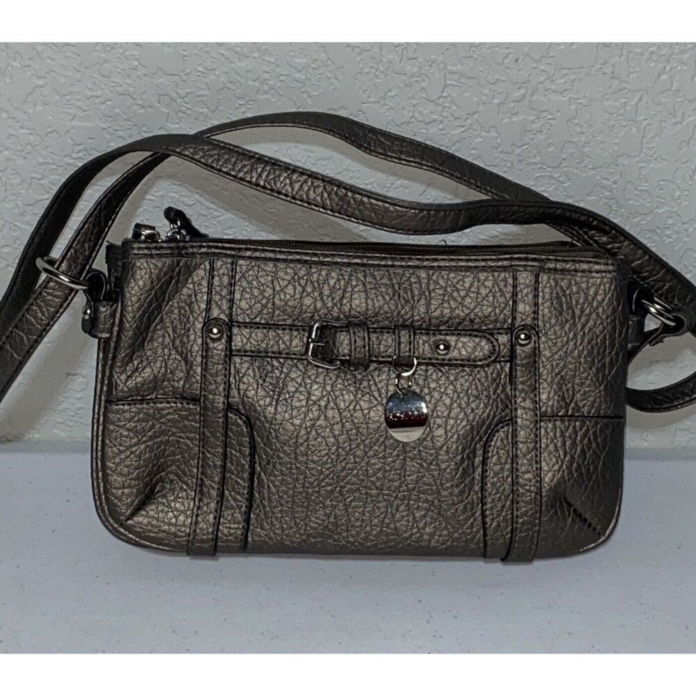 Rosetti Women’s Purse Shoulder Crossbody Bag Faux Leather Studded Gunmetal Gray